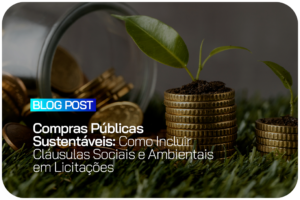 Moedas empilhadas com plantas representando compras públicas sustentáveis em licitações.